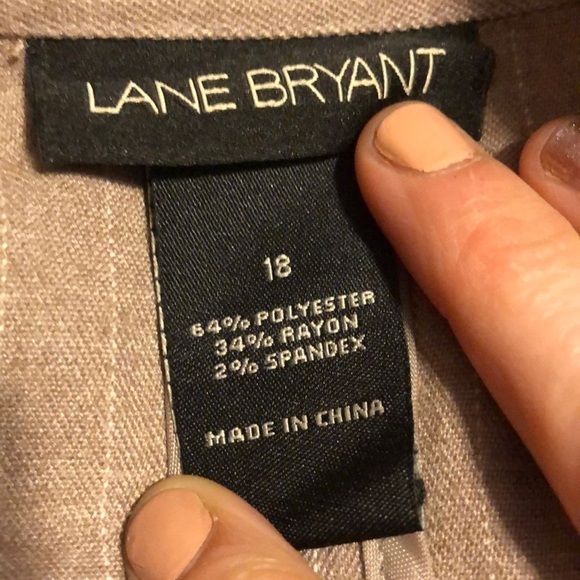 Lane Bryant Suit Jacket Blazer Taupe Tan Pinstripes Neutral 18 Plus - Picture 3 of 9